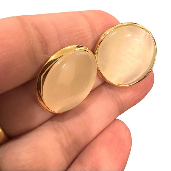 Opal Gold Plated Earrings Large Studs - Picture 3 of 9